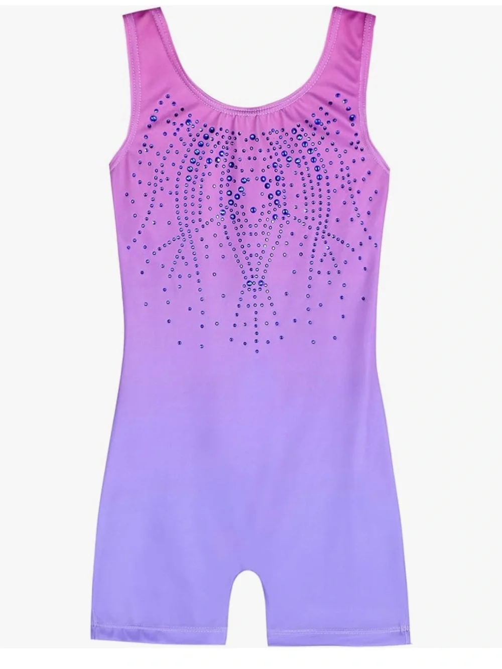 Rhinestone Biketard Purple and Pink Ombre Leotard Gymnastics age 7-8 years - Picture 1 of 12